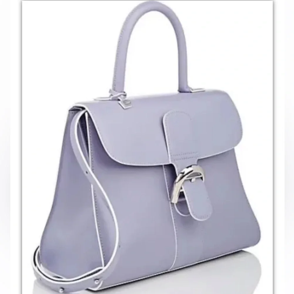 New $8,500 Delvaux Brilliant MM Box Calf Leather Rare Lilac Color Handbag - Picture 4 of 16